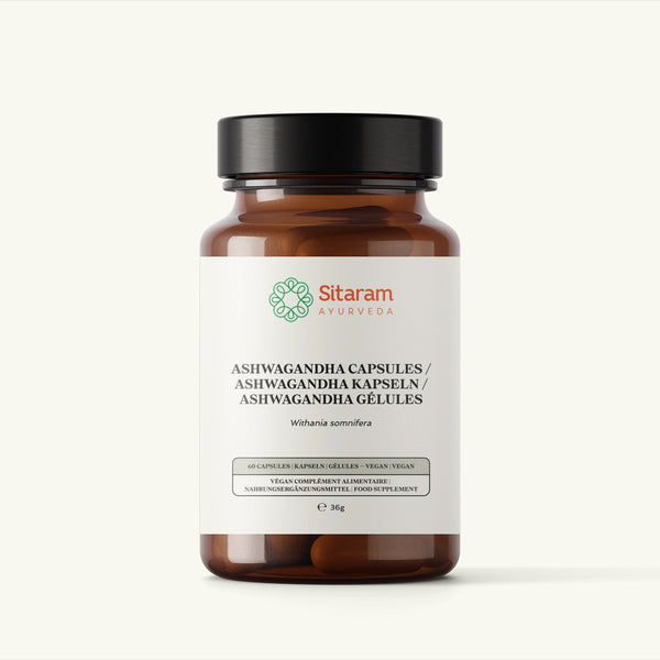 Sitaram Ayurveda, Ashwagandha cápsulas, suplemento ayurvedico
